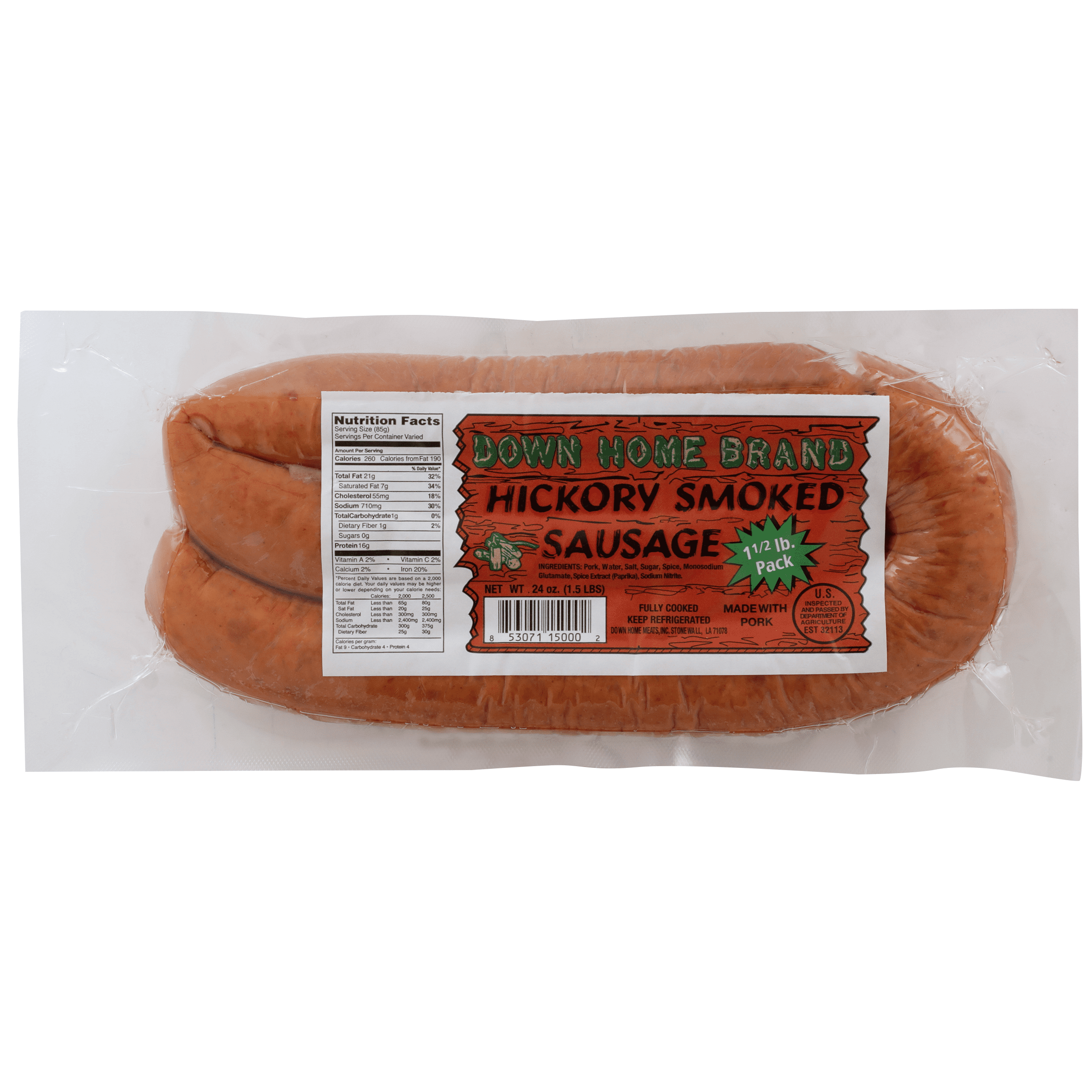 Down Home Brand Regular Smoked Sausage, 24 oz