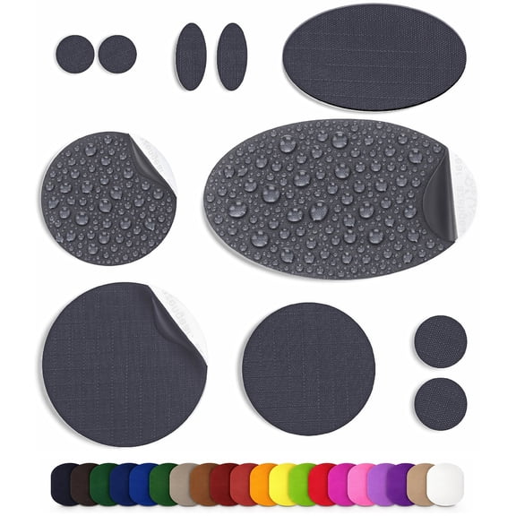 Repair Patches for Jackets, Tent, Shoe, Air Mattress, PVC Gear - Waterproof, Self-Adhesive, Tear-Cold-Heat-Resistant, Down Puffer Coat (11 Pieces, Dark Gray)