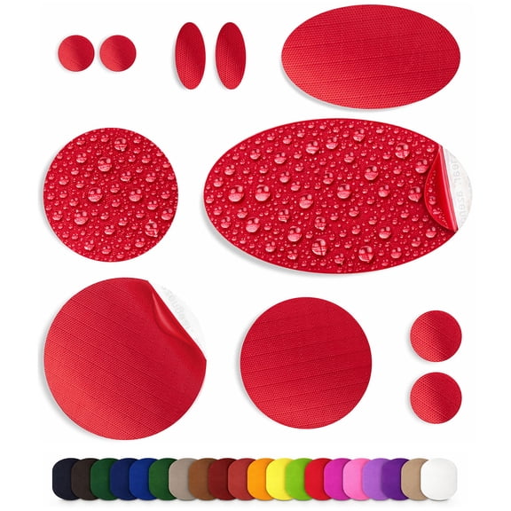 Repair Patches for Jackets, Tent, Shoe, Air Mattress, PVC Gear - Waterproof, Self-Adhesive, Tear-Cold-Heat-Resistant, Down Puffer Coat (11 Pieces, Red)
