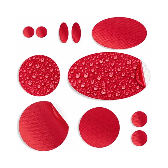 Repair Patches for Jackets, Tent, Shoe, Air Mattress, PVC Gear - Waterproof, Self-Adhesive, Tear-Cold-Heat-Resistant, Down Puffer Coat (11 Pieces, Red)