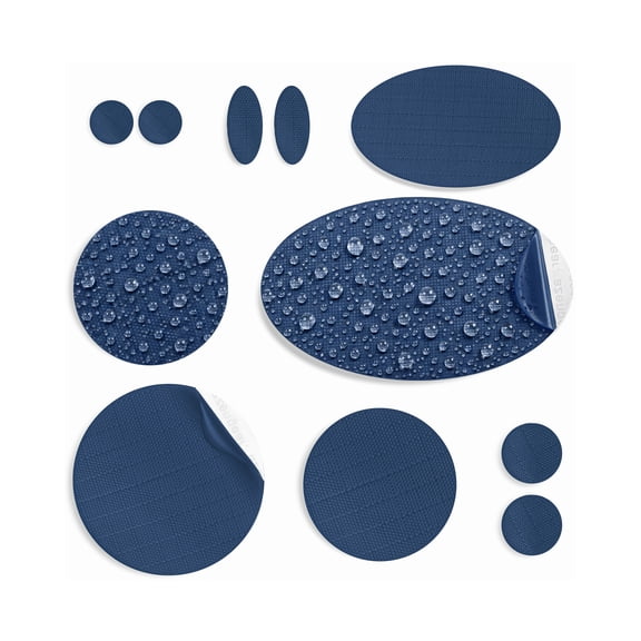 Repair Patches for Jackets, Tent, Shoe, Air Mattress, PVC Gear - Waterproof, Self-Adhesive, Tear-Cold-Heat-Resistant, Down Puffer Coat (11 Pieces, Dark Blue)