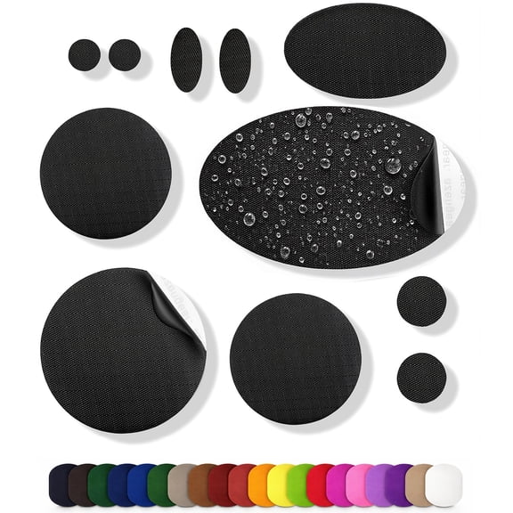 Repair Patches for Jackets, Tent, Shoe, Air Mattress, PVC Gear - Waterproof, Self-Adhesive, Tear-Cold-Heat-Resistant, Down Puffer Coat (11 Pieces Kit, Black)
