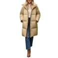 thumbnail image 1 of Down Jacket Women, Yigetop Women Winter Warm Quilted Puffer Outerwear Parka Coat Windproof Long Down Hooded Outwear for Women Khaki M, 1 of 1