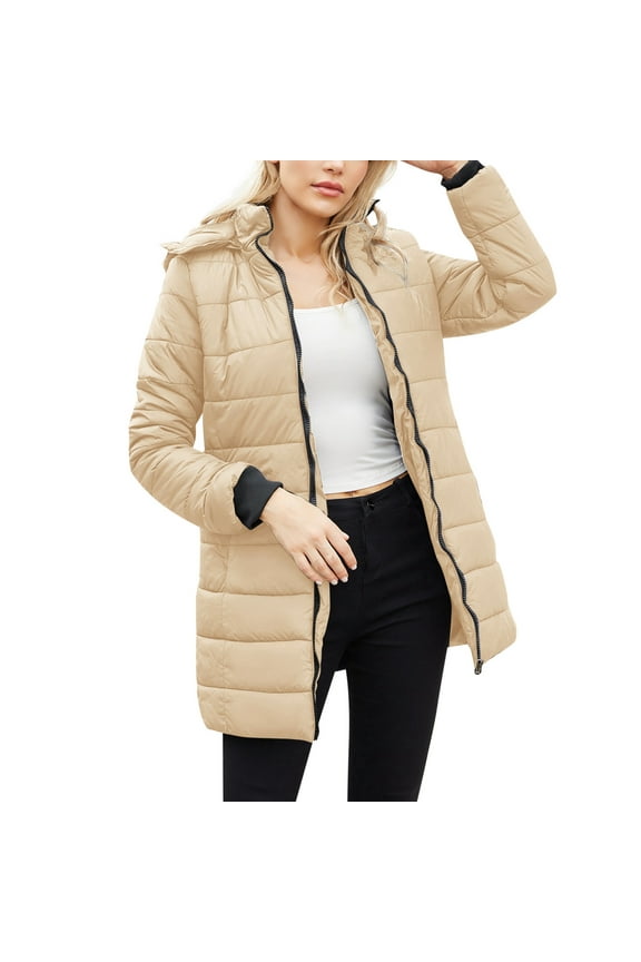 Down Jacket Womens Winter Coat with Hood Warm Lightweight Thickened Packable Down Jacket