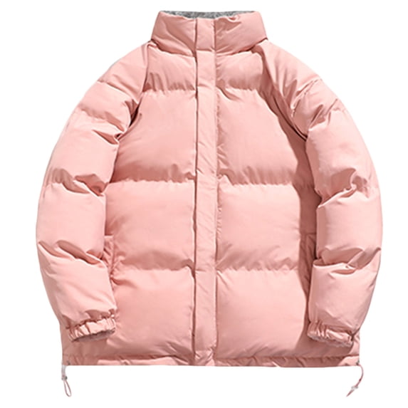 Down Jackets for Men Pink Zip Up Puffer Jacket Winter Quilted Warm Reversible Outerwear
