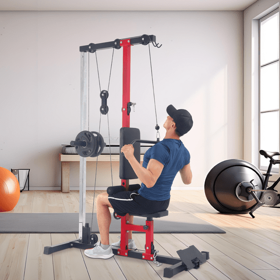 Down Machine - Wall-Mounted Cable Workout Machine 400Lbs Weight Capacity, Dual Pulley System, 20 Height Adjustments for Full Body