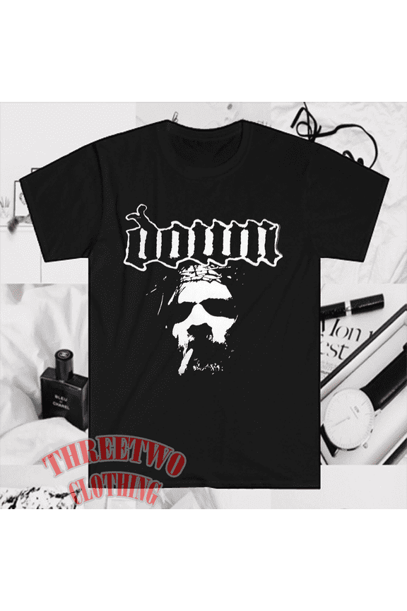 Down Men's Black T-Shirt Size S to 5XL