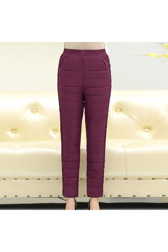 Down Pants for Women Lightweight Puffy Sweat Pants High Waist Puffer Sweatpants Quilted Snow Ski Trousers