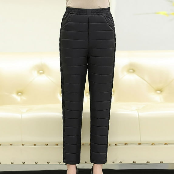 Down Pants for Women Lightweight Puffy Sweat Pants High Waist Puffer Sweatpants Quilted Snow Ski Trousers