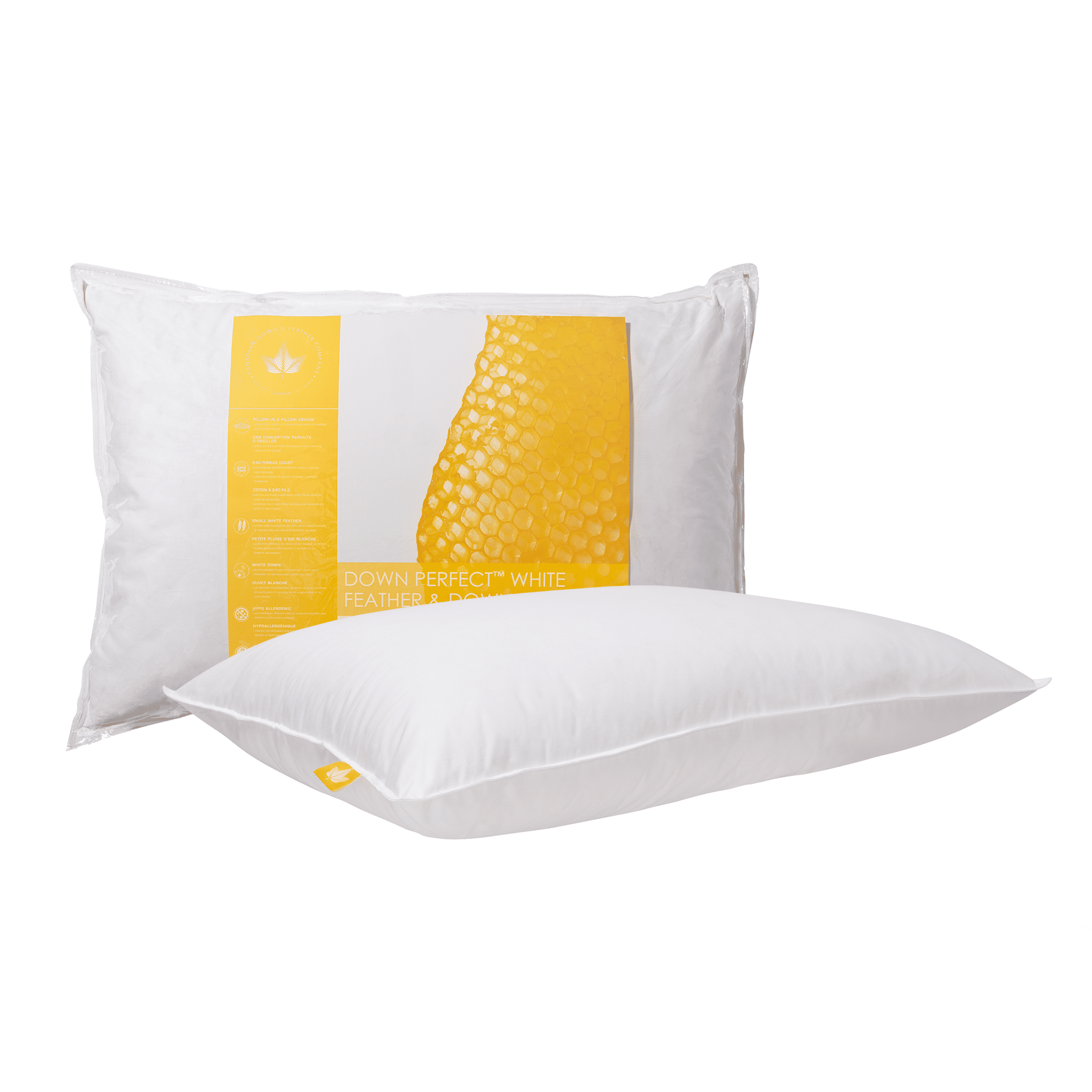 Standard White Feather and Down Pillow with Firm Support