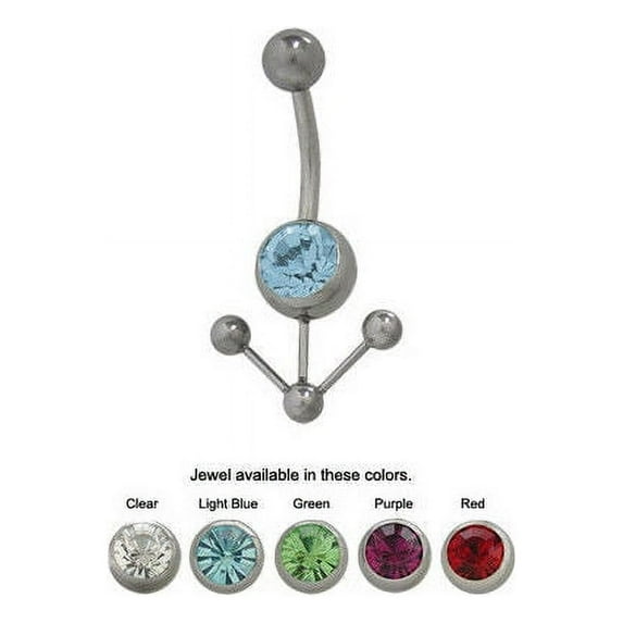 Down Pointing Arrow Belly Ring with CZ Jewel