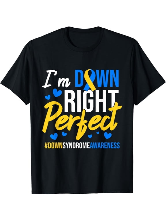Down Right Perfect World Down Syndrome Awareness Day Ribbon T-Shirt
