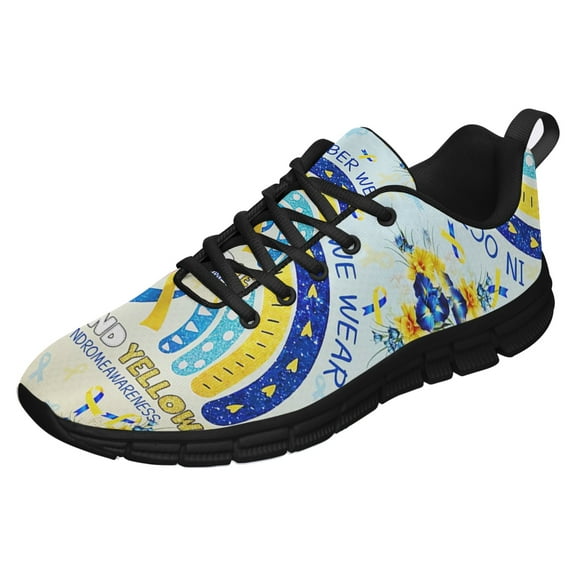 Down Syndrome Awareness In October We Wear Blue Running Shoes Sneakers Mesh Black Size 7.5