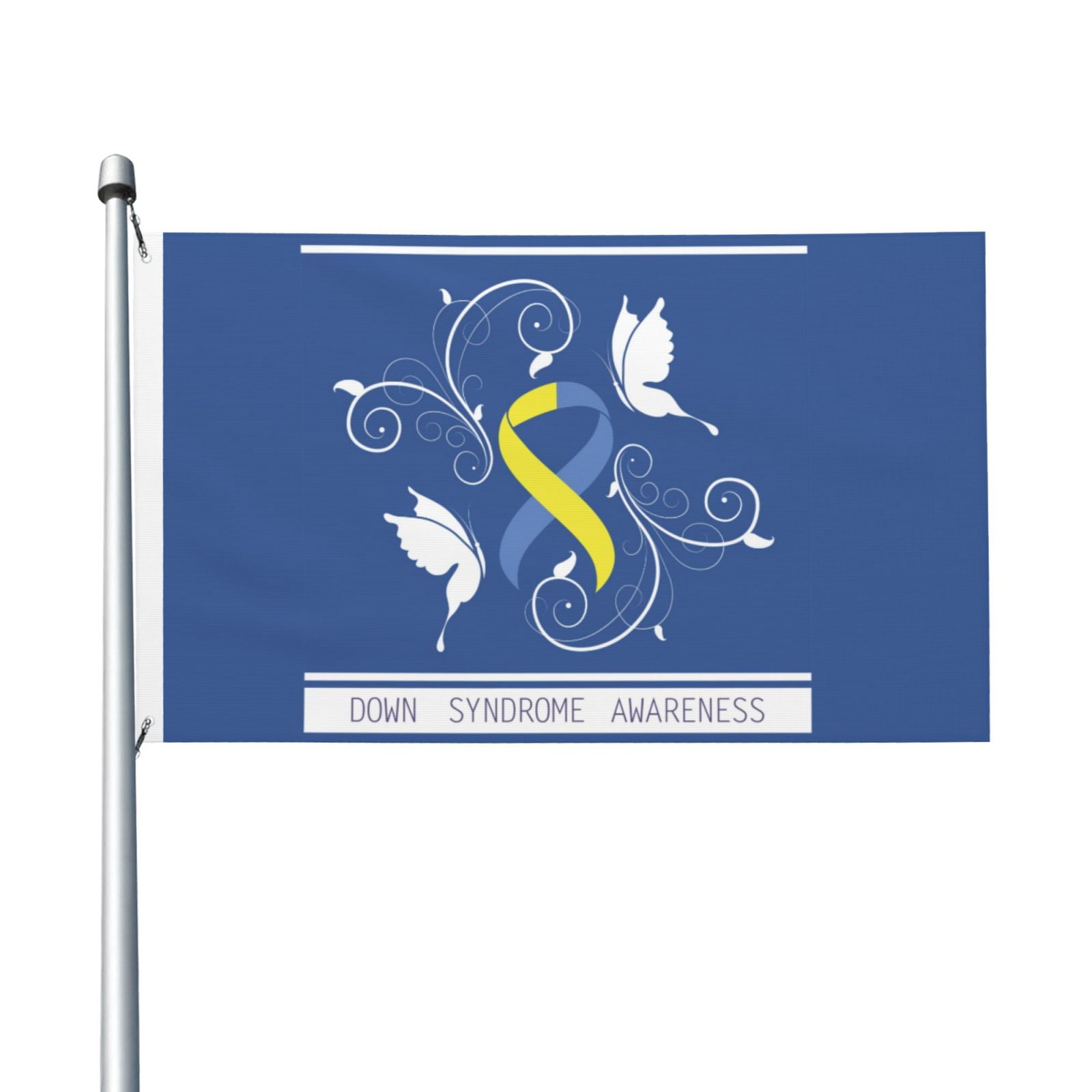 Down Syndrome Awareness Month Yellow Blue Ribbon Garden Flags 3 x 5
