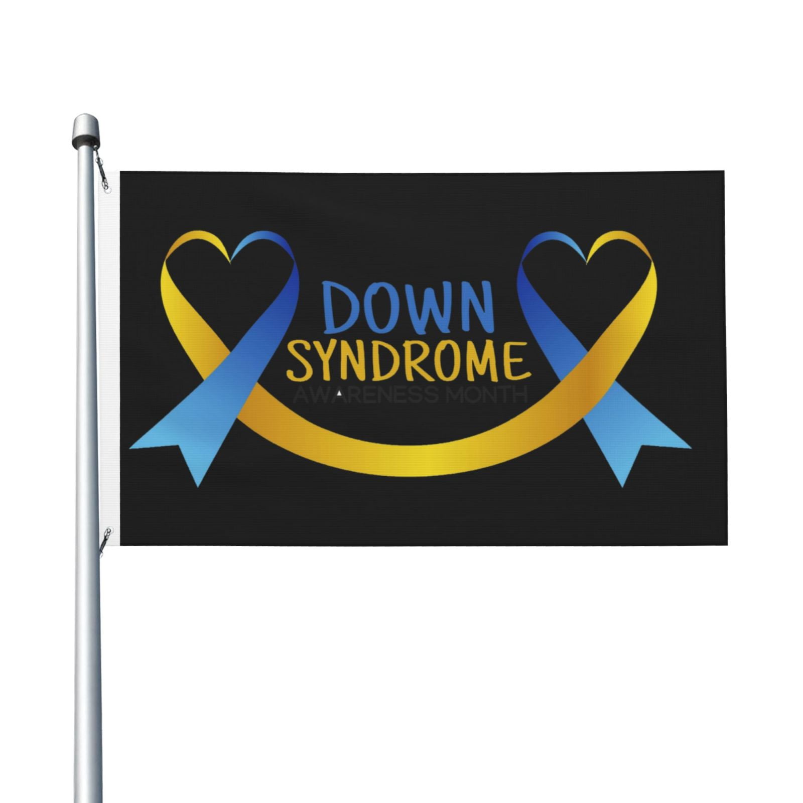Down Syndrome Awareness Month Yellow Blue Ribbon Garden Flags 3 x 5