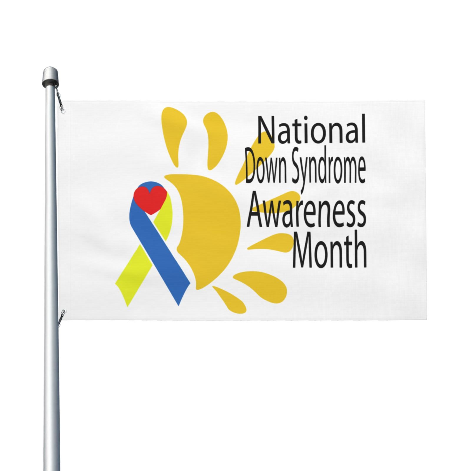 Down Syndrome Awareness Month Yellow Blue Ribbon Garden Flags 3 x 5