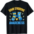 thumbnail image 1 of Down Syndrome Awareness Socks T21 Blue Yellow Ribbon T-Shirt, 1 of 4