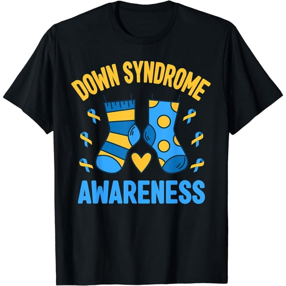 Down Syndrome Awareness Socks T21 Blue Yellow Ribbon T-Shirt