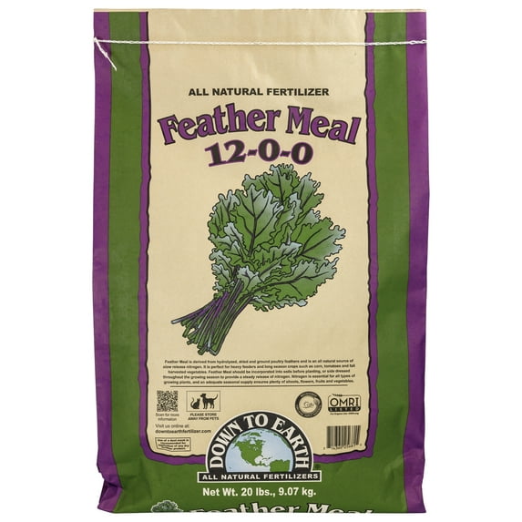 Down To Earth Organic Feather Meal 12-0-0 All-Natural Fertilizer, 20lbs