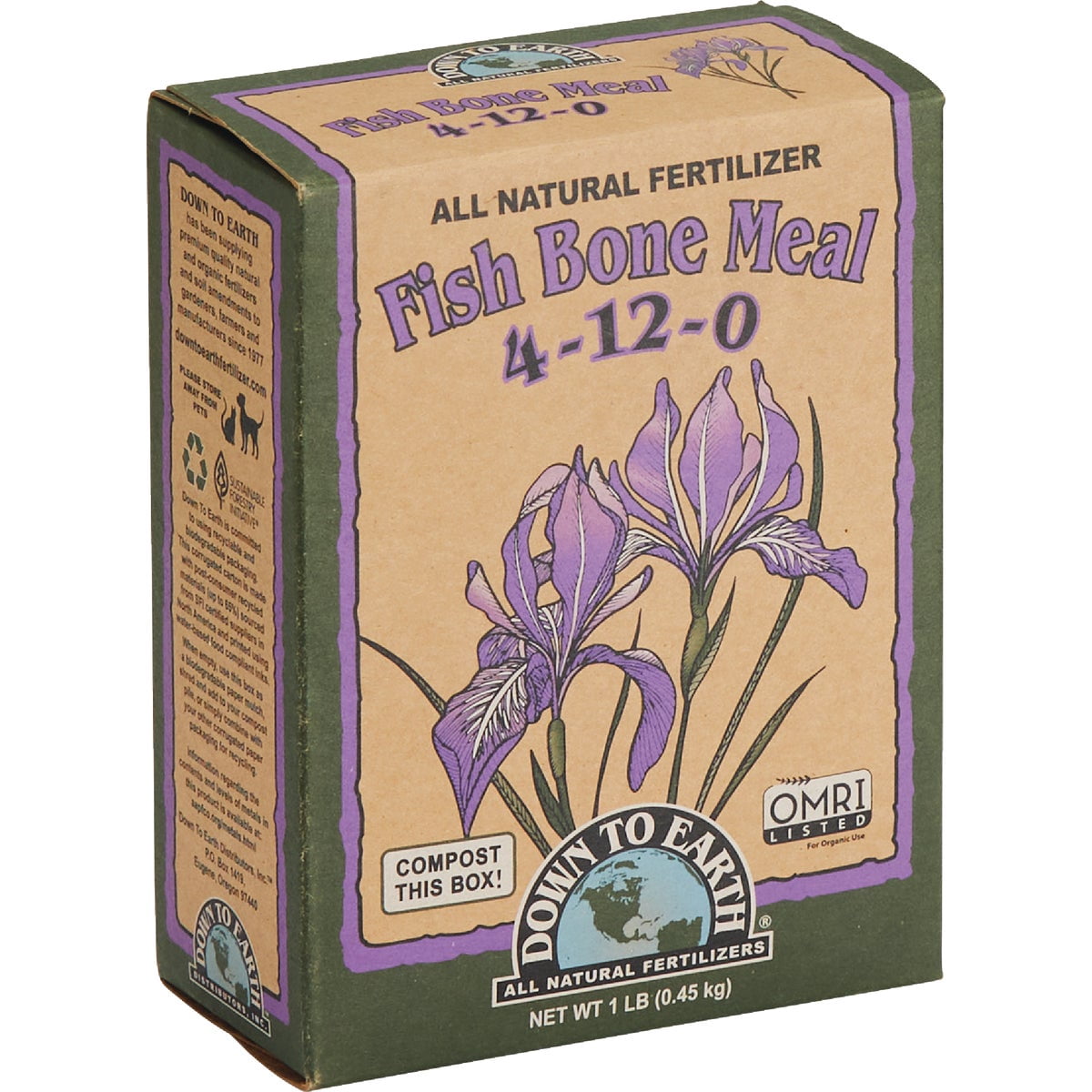 Down to Earth Fish Bone Meal Fertilizer - For All Pets, All Lifestages - 1 Pound Pack of 1