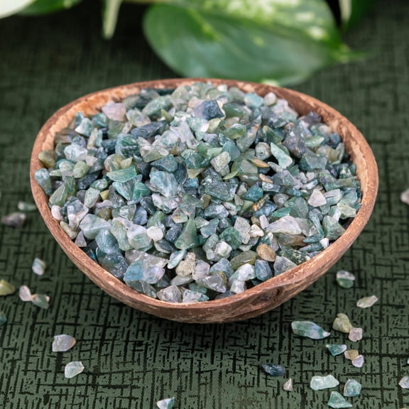 Down To Earth Green Moss Agate Crystal Chips 1lb