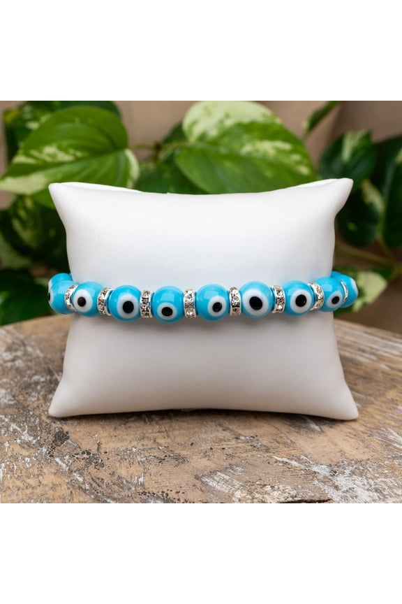 Light Blue Evil Eye Protection Stretch Bracelet