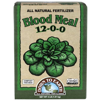 Down To Earth OMRI Listed 12-0-0 Organic Blood Meal Fertilizer Mix, 4 lb