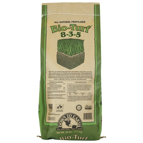 Down To Earth Organic Bio-Turf Fertilizer Mix 8-3-5, 25 lb.