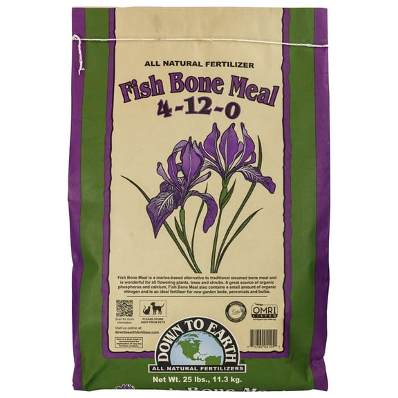 Down To Earth Organic Fish Bone Meal 4-12-0 All-Natural Fertilizer, 25 lbs