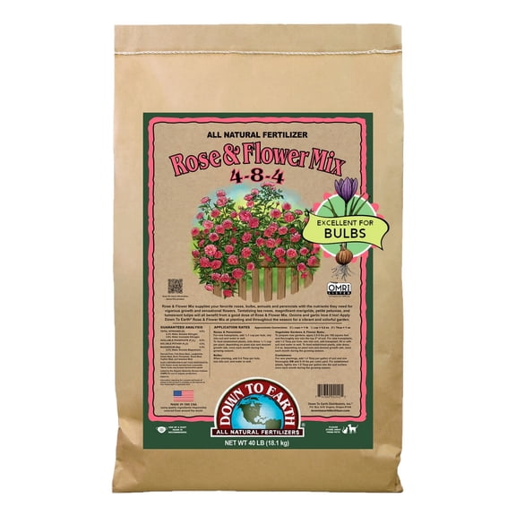 Down To Earth Rose & Flower Mix 4-8-4 Organic Plant Food, 40 lb Bag