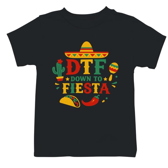 Down To Fiesta Mexican Party Youth's Black T-shirt
