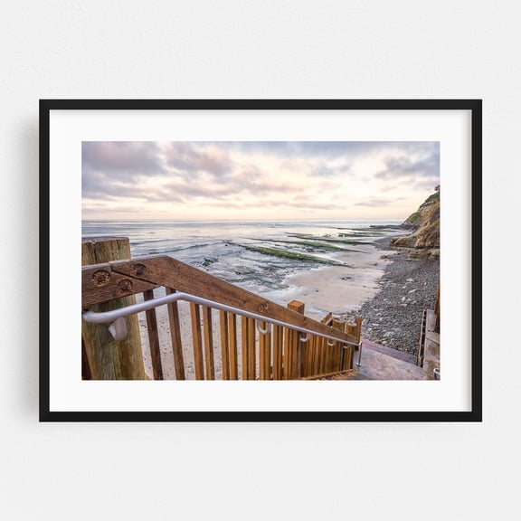 Down To Swami's Beach - Encinitas California Photography Black Framed Wall Art Print 12 x 18 inches