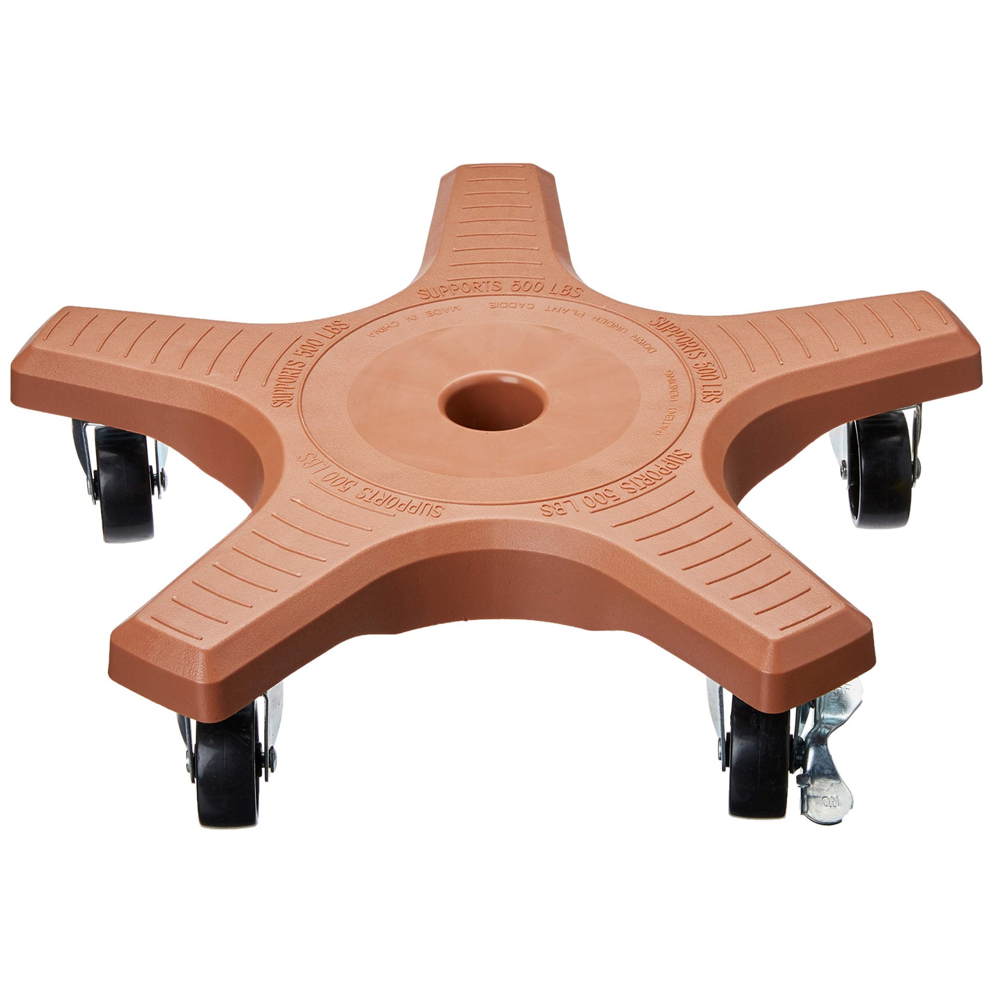 Terracotta Hexagon UV Resistant Plastic Plant Caddy with Wheels