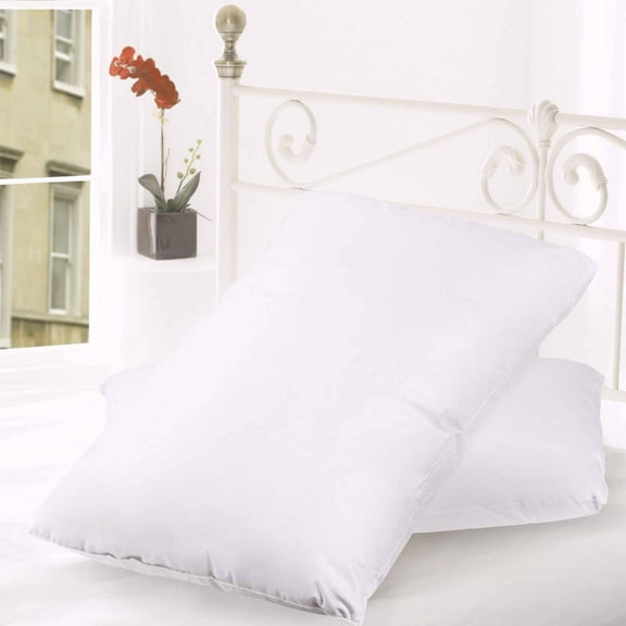 Down and Feather Cotton Cover Premium Bed Pillow, 2-Pack