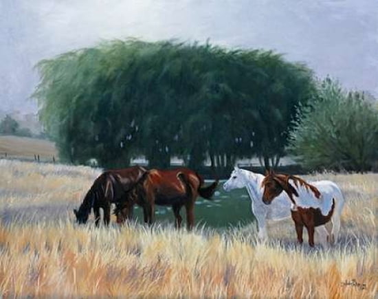 Down by the Watering Hole Canvas Art - Julie Peterson (24X30)