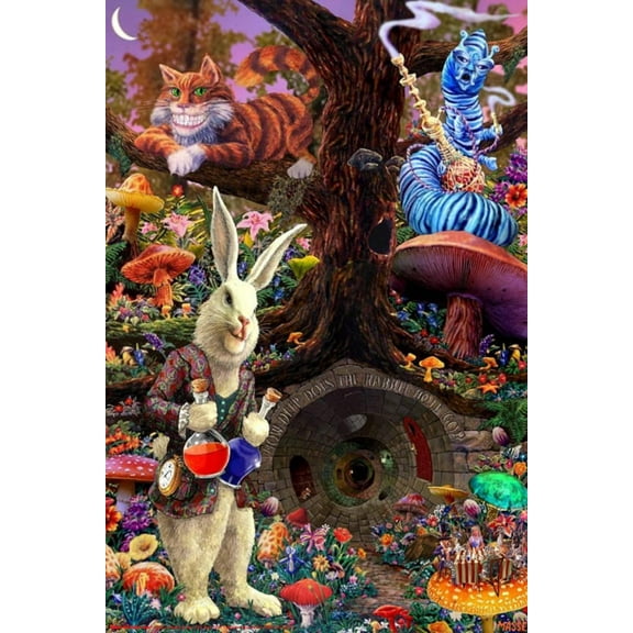 Down the Rabbit Hole - Alice in Wonderland Poster - 24x36