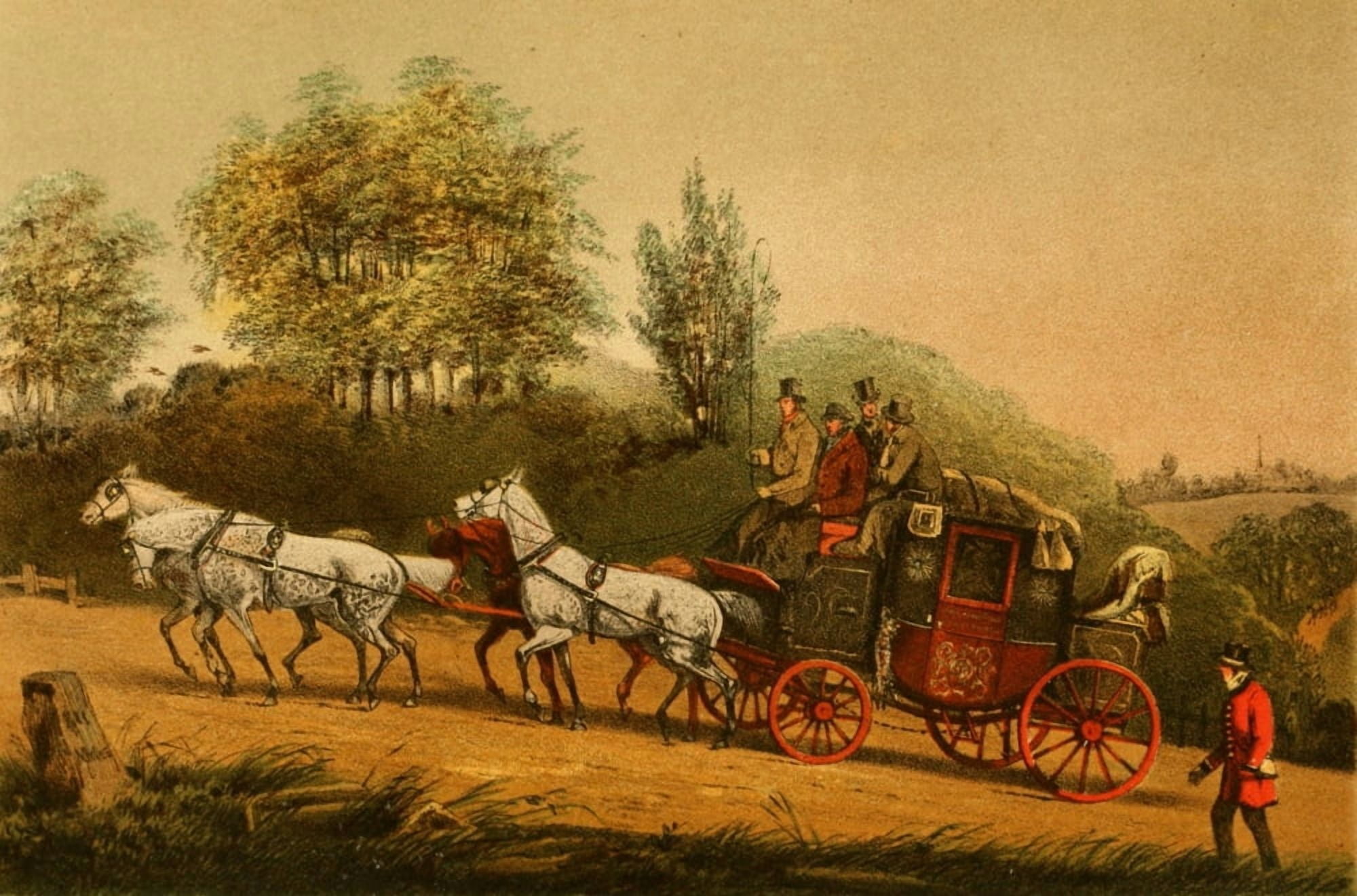Down the Road 1875 A stiffish pitch Canvas Art - Henry Alken (18 x 24)