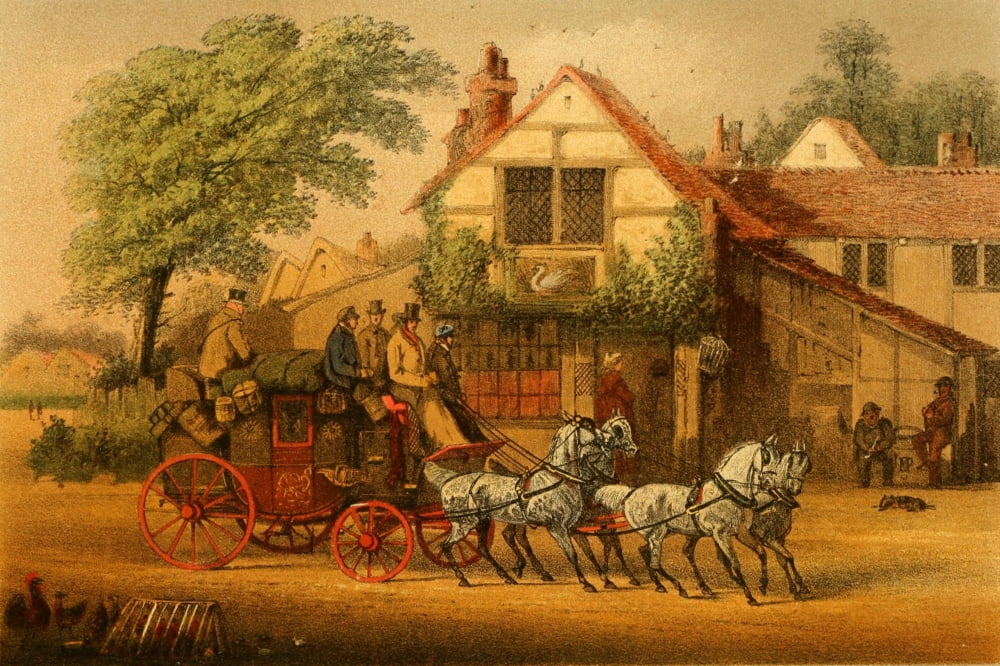 Down the Road 1875 Bicknells team of greys Canvas Art - Henry Alken (18 x 24)