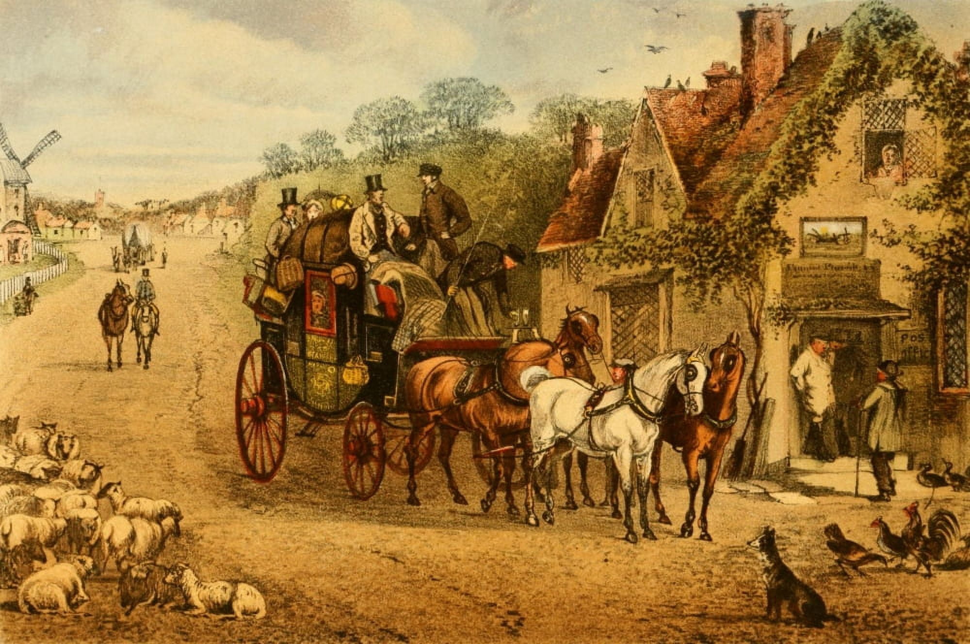 Down the Road 1875 Stopped for rum & milk Canvas Art - Henry Alken (24 x 36)