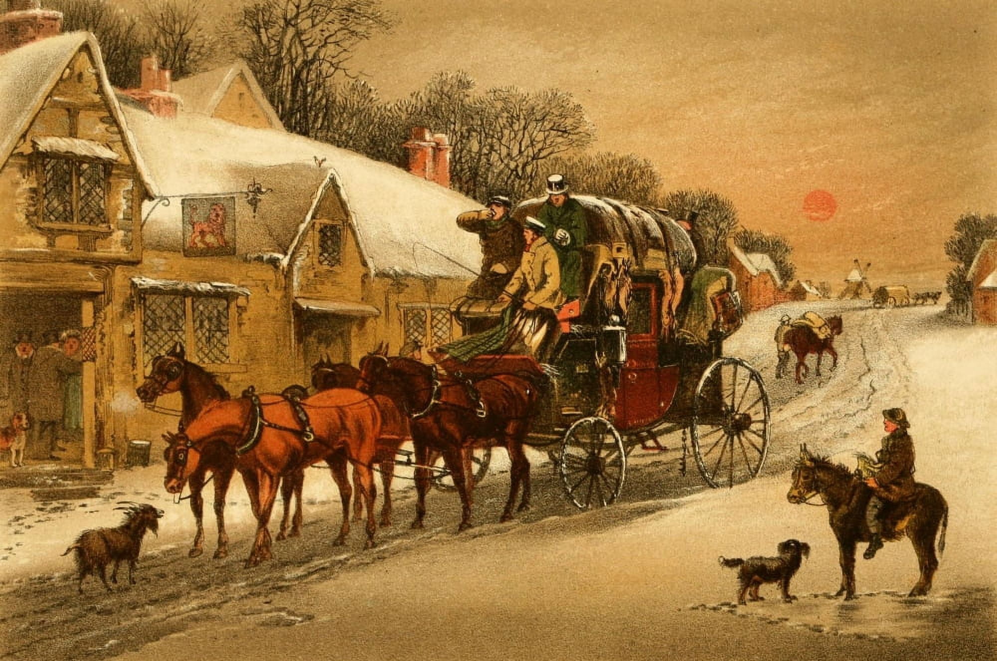 Down the Road 1875 Sunrise Canvas Art - Henry Alken (24 x 36)