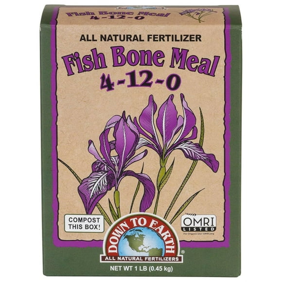 Down to Earth Fish Bone Meal Fertilizer, 1 lb with Organic Phosphorus and Calcium