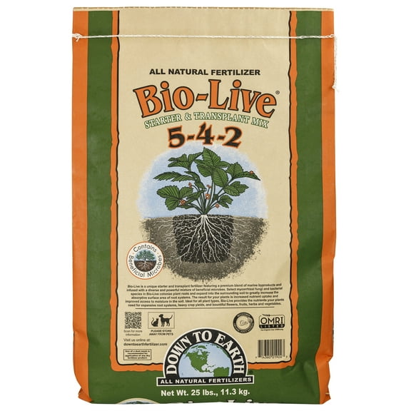 Down to Earth Organic Bio-Live Fertilizer Mix 5-4-2, 25 lb