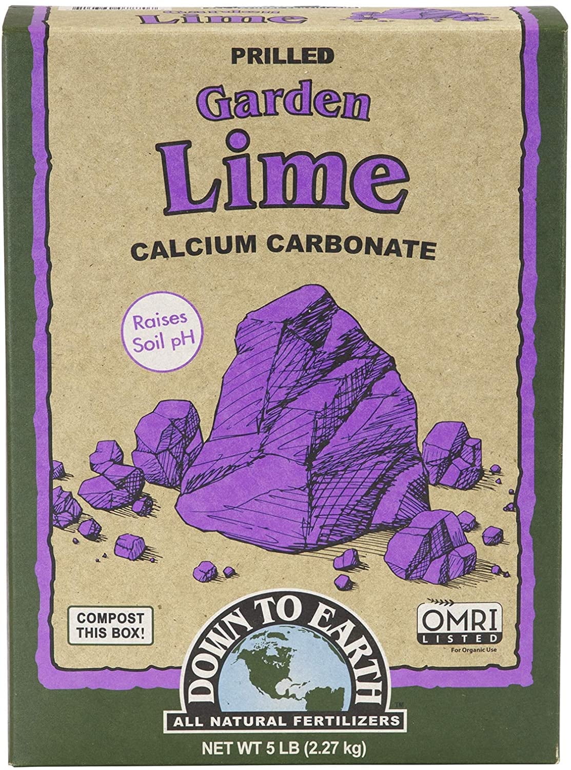 Down to Earth Organic Garden Lime Calcium Carbonate, 5 lb