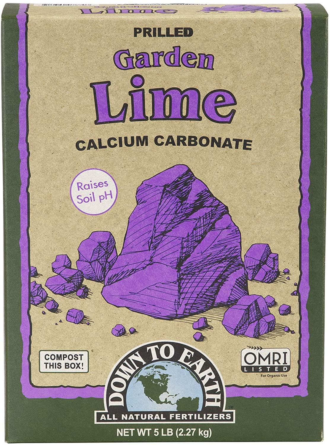 Down to Earth Organic Garden Lime Calcium Carbonate, 5lb