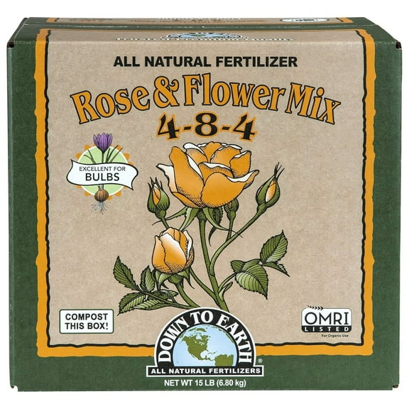 Down To Earth All Natural Fertilizers Rose & Flower Mix 4-8-4, 15 lb Box