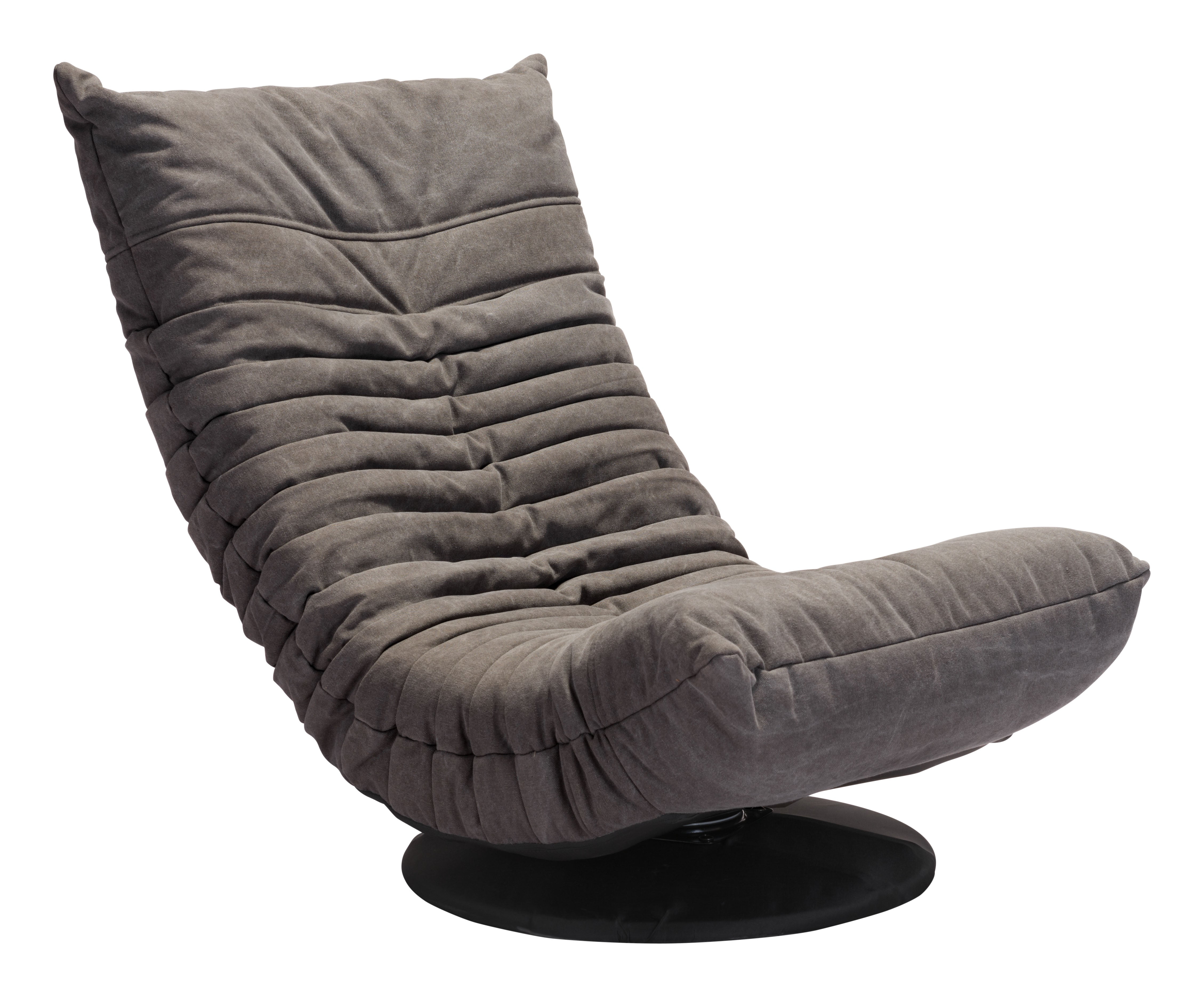 Urban Swivel Accent Chair in Plush Gray with Metal Base