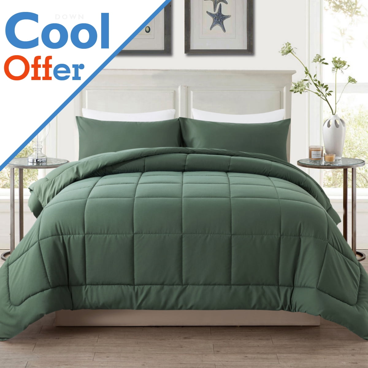 Downcool (64x88) Twin All Season Down Alternative Comforter, Avocado