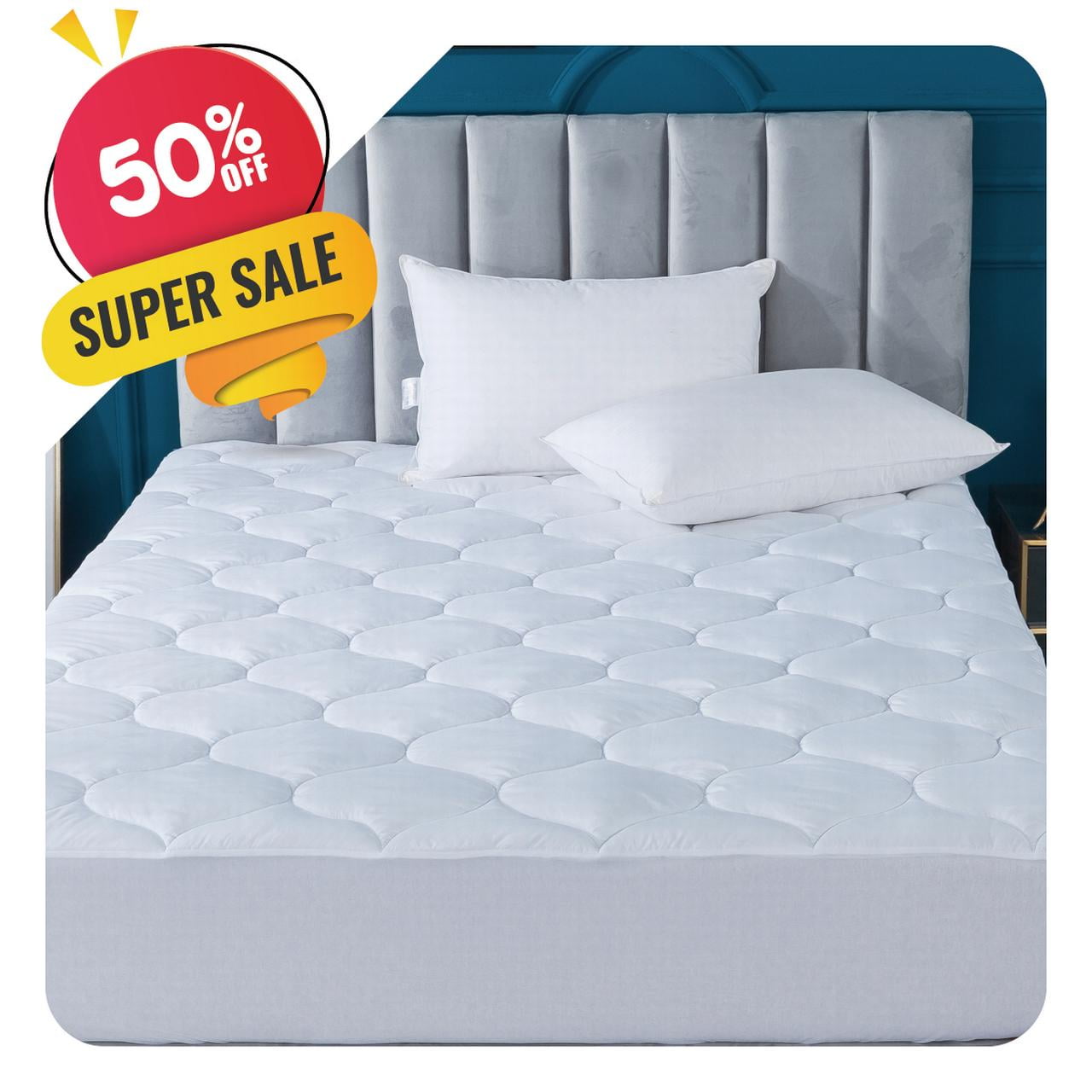 Downcool Basic Mattress Pad King 78x80in Mattress Protector Deep Pocket