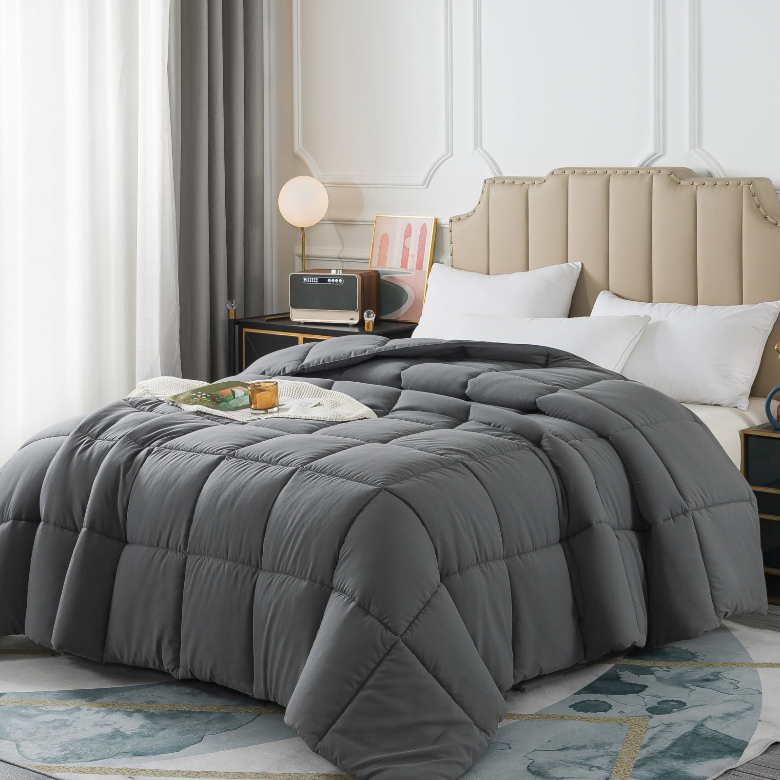 IGI King Comforter, Gray | All Season Hotel Down Alternative Duvet Insert, Adult, Unisex, 102x90in