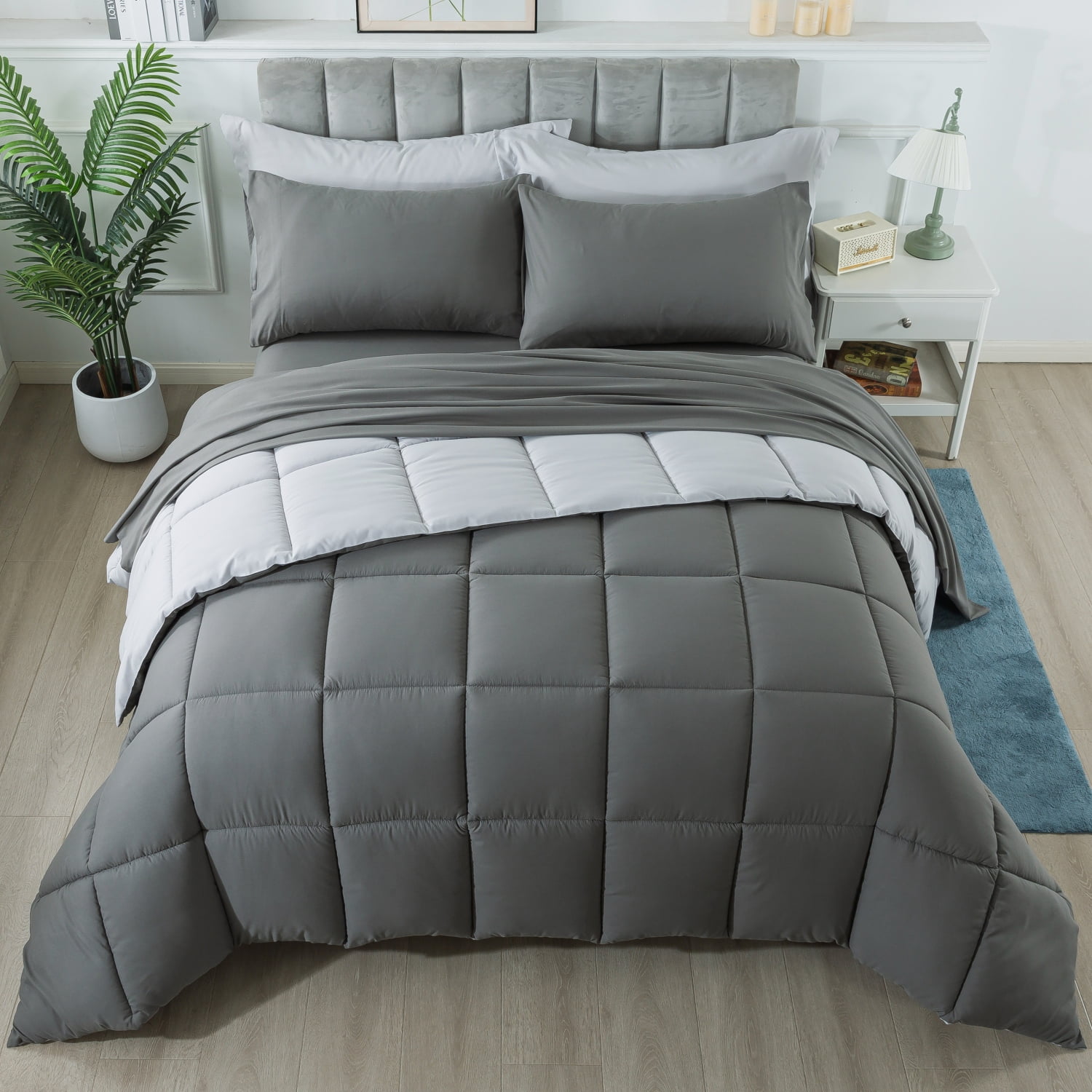 Downcool King Size 7 Piece Comforter Set, Bed in a Bag, Hotel Bedding